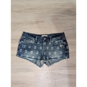VTG Y2K Pink Brand Skull Denim Shorts Sz 4